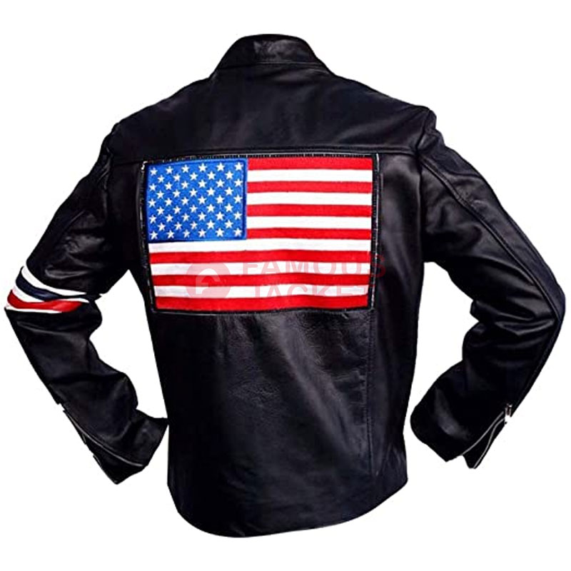 Easy Rider Leather Jacket | Captain America Peter Fonda Black Jacket