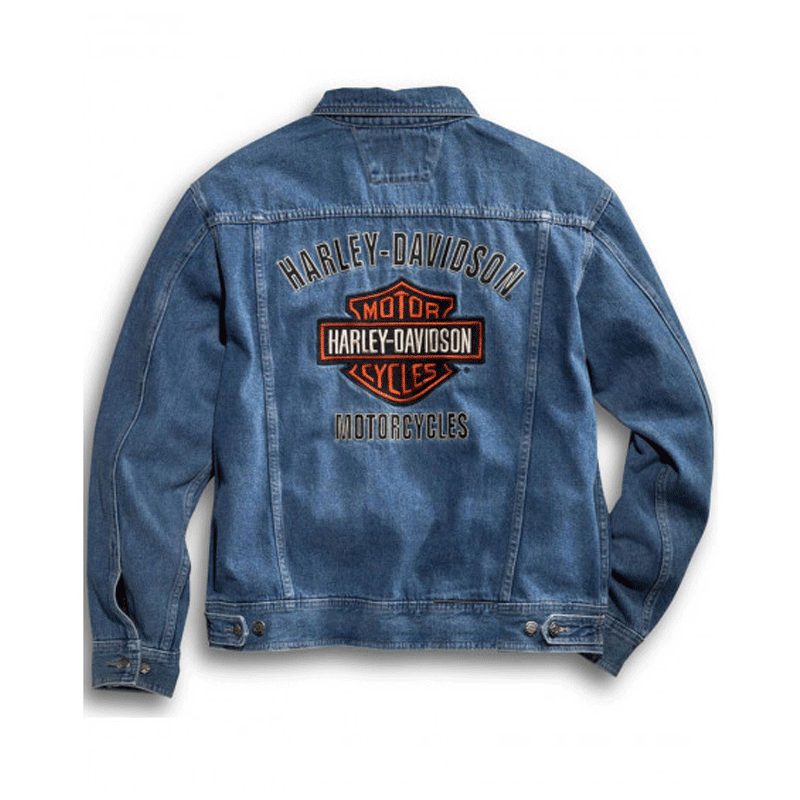 Harley Davidson Denim Jacket | Men’s Bike Rider Motorcycle Blue Jacket