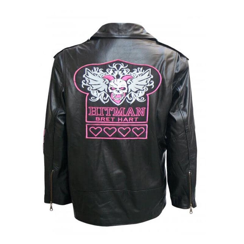 Hitman Hart Leather Jacket | WWE Bret Black Real Leather Jacket Men’s
