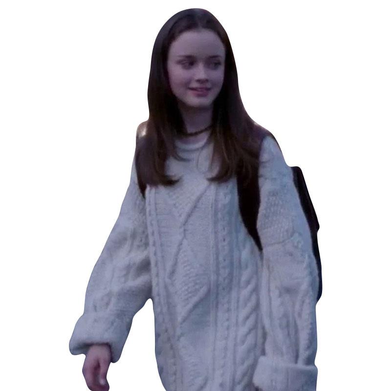 Rory Gilmore White Cable Knit White Wool Sweater