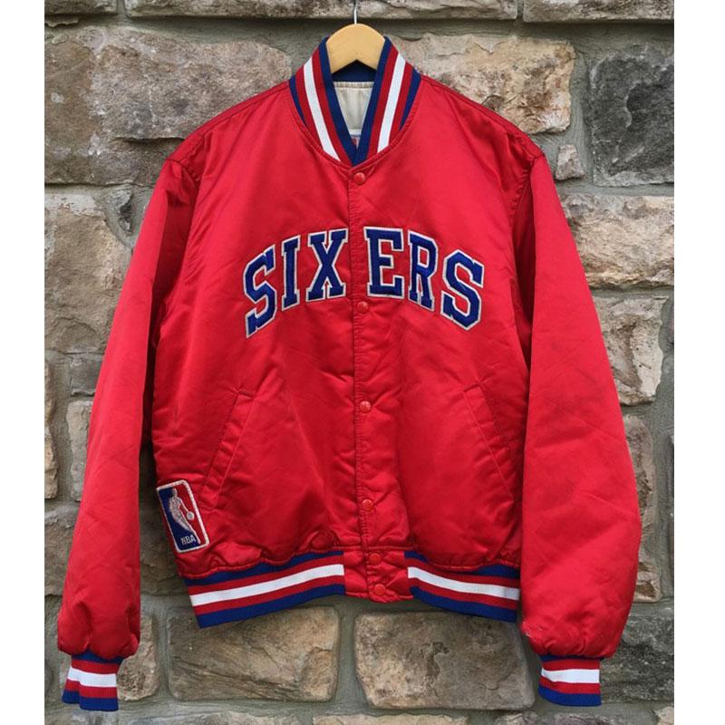 Philadelphia Sixers 76ers Vintage Bomber Satin Jacket