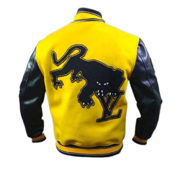 Yellow and Black Louis Vuitton Leather Embroidered Varsity Jacket
