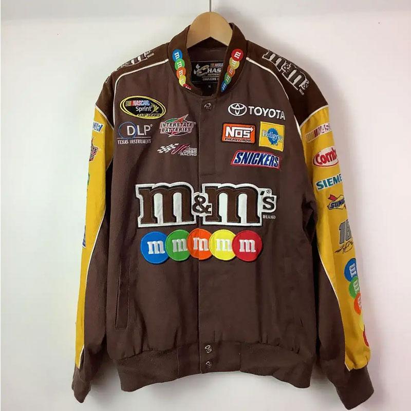 M&ms NASCAR Brown Vintage Real Leather Jacket